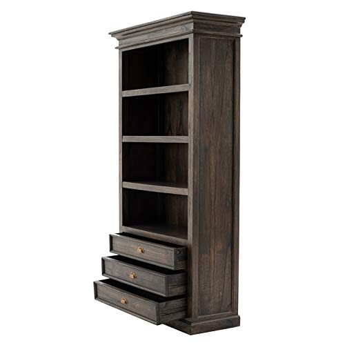 BOWERY HILL Coastl Styled Wooden Bookcase in Black Wash Finish