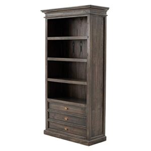 BOWERY HILL Coastl Styled Wooden Bookcase in Black Wash Finish