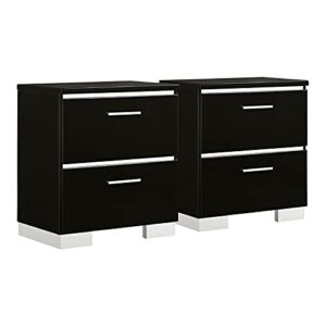 bowery hill 2pc black wood bedroom set – 2 nightstands finish