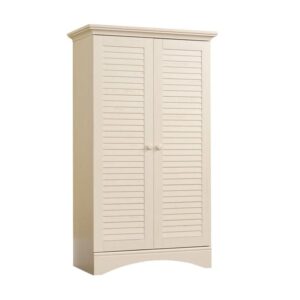 bowery hill wooden storage cabinet with 4 adjustable shelves in antique white