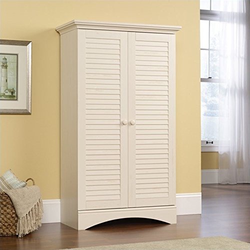 BOWERY HILL Wooden Storage Cabinet with 4 Adjustable Shelves in Antique White