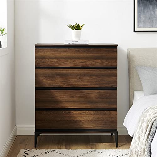 BOWERY HILL Farmhouse 36" Urban 4-Drawer Chest in Dark Walnut