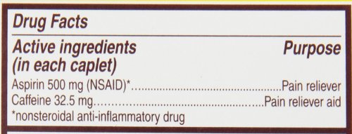 Bayer Back & Body Extra Strength Aspirin, 500mg Coated Tablets, Fast Relief at the Site of Pain, Pain Reliever with 32.5mg Caffeine, 100 Count