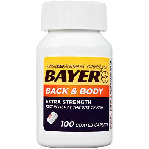 Bayer Back & Body Extra Strength Aspirin, 500mg Coated Tablets, Fast Relief at the Site of Pain, Pain Reliever with 32.5mg Caffeine, 100 Count