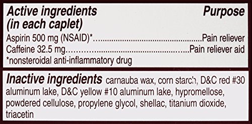 Bayer Back & Body Extra Strength Aspirin, 500mg Coated Tablets, Fast Relief at the Site of Pain, Pain Reliever with 32.5mg Caffeine, 100 Count