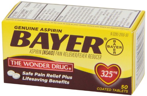 Genuine Bayer Aspirin 325mg Tablets, 50-Count (Pack of 2)