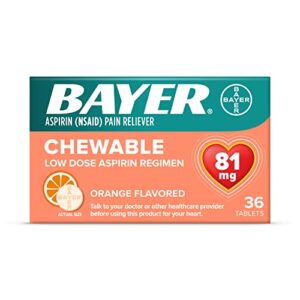 bayer, chewable low dose aspirin 81 mg tablets 36ct orange, (pack of 6)