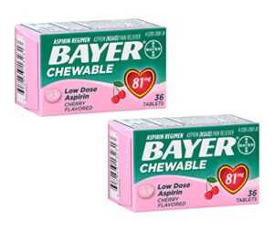 bayer chewable low dose baby aspirin cherry flavor 36 tablets – 2 pack