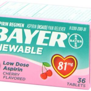 Aspirin Regimen Bayer, 81mg Chewable Tablets, Pain Reliever, Cherry, 36 Count