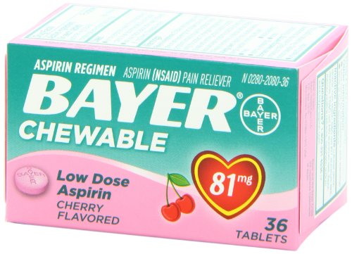 Aspirin Regimen Bayer, 81mg Chewable Tablets, Pain Reliever, Cherry, 36 Count