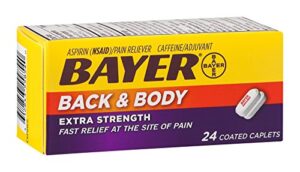 bayer back & body aspirin 500mg coated tablets, pain reliever with 32.5mg caffeine, 24 count
