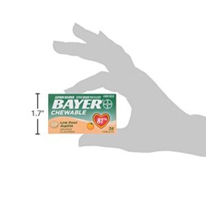 Bayer Children's Chewable, Children's Aspirin Pain Reliever, Orange, 36 ct