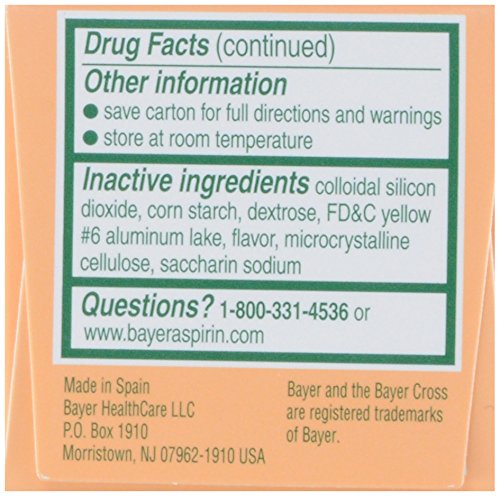 Bayer Children's Chewable, Children's Aspirin Pain Reliever, Orange, 36 ct