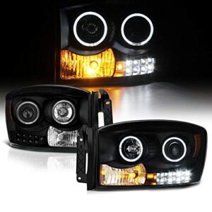 south mud bay compatible with led+drl black halo projector headlights lamp assembly pro-jh-dr06-led-bk