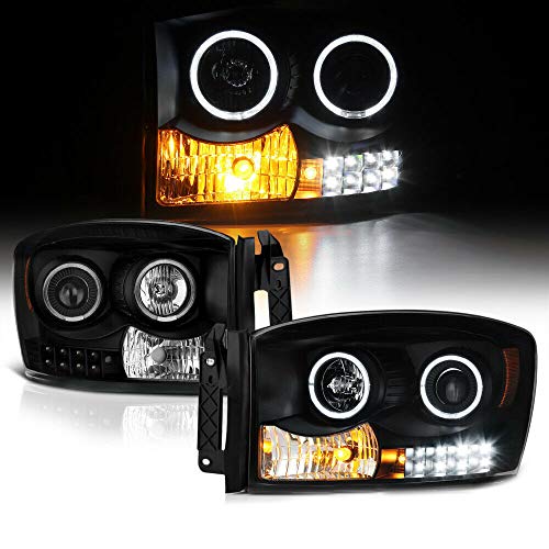 South Mud Bay Compatible with LED+DRL Black Halo Projector Headlights Lamp Assembly PRO-JH-DR06-LED-BK