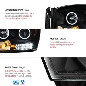 South Mud Bay Compatible with LED+DRL Black Halo Projector Headlights Lamp Assembly PRO-JH-DR06-LED-BK