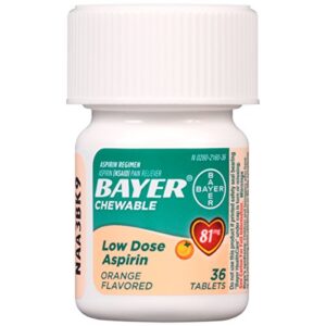 Aspirin Regimen Bayer, 81mg Chewable Tablets, Pain Reliever, Orange, 36 Count