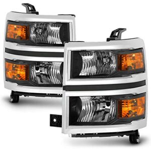 south mud bay compatible with cab crew extended [chrome trim] headlight lamp pair hd-jh-cs14-cc-bk