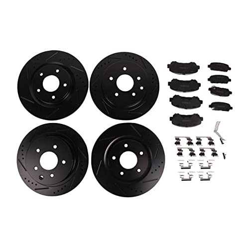 South Mud Bay Black Drill Slot Brake Rotors + Ceramic Pads Front & Rear Fits A0141A0260