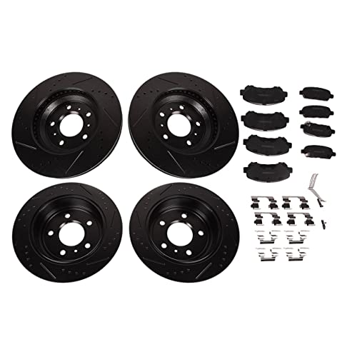 South Mud Bay Black Drill Slot Brake Rotors + Ceramic Pads Front & Rear Fits A0141A0260