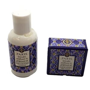 Greenwich Bay Trading Company Destination Collection Bundle: Paris - 2oz Mini Wrapped Soap Block + 2oz Mini Shea Butter Lotion