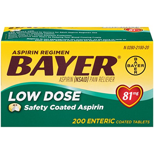 Aspirin Regimen Bayer, 81mg Enteric Coated Tablets, Pain Reliever/Fever Reducer, 200 Count