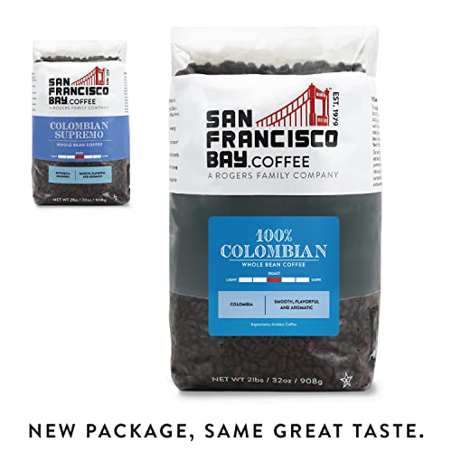 San Francisco Bay Whole Bean Coffee - 100% Colombian (2lb Bag), Medium Roast