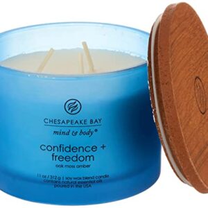 Chesapeake Bay Candle Scented Candle, Confidence + Freedom (Oak Moss Amber), 3-Wick Coffee Table Jar, Blue