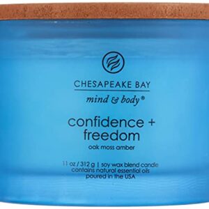 Chesapeake Bay Candle Scented Candle, Confidence + Freedom (Oak Moss Amber), 3-Wick Coffee Table Jar, Blue