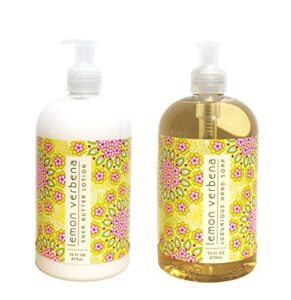 greenwich bay lemon verbena hand & body lotion and hand soap duo set enriched with shea butter 16 oz ea.