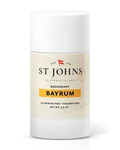 st johns bay rum aluminum free deodorant | long-lasting, odor resistant, & soothing | clear deodorant stick | odor-free deodorant made of natural compounds | mens bay rum deodorant (2.6 oz stick)