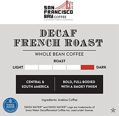 San Francisco Bay Whole Bean Coffee - DECAF French Roast (2lb Bag), Dark Roast, Swiss Water Processed