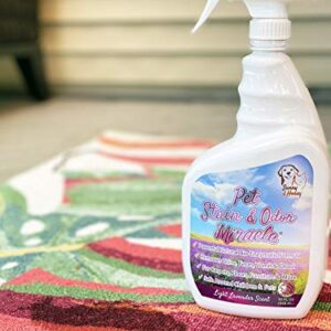 Pet Stain & Odor Miracle - Enzyme Cleaner for Dog Urine Cat Pee Feces Vomit, Enzymatic Solution Cleans Carpet Rug Car Upholstery Couch Mattress Furniture, Natural Eliminator (S/M 32FL OZ)