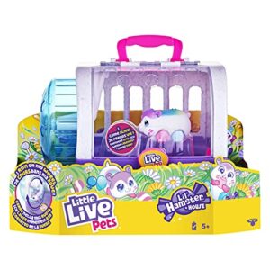 little live pets – lil’ hamster: popmello & house playset | interactive toy. scurries, sounds, and moves like a real hamster. soft flocked. batteries included. for kids 4+