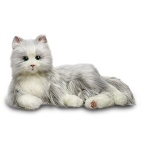joy for all – silver cat with white mitts – interactive companion pets – realistic & lifelike