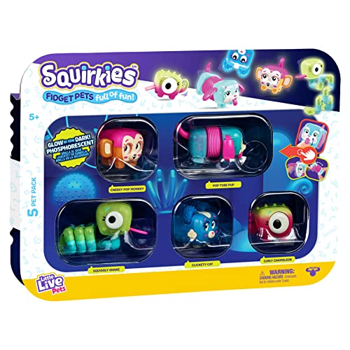 Little Live Pets - Squirkies: 5 Pack | Interactive Toys, Fidget Feature, Click, Flick, Tangle, Pop, 30+ to Collect, Multiple Fidget Points, for Kids Ages 5+.