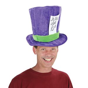 Beistle Soft Plush Fabric Mad Hatter Costume Accessories Unisex Hat Headwear, Purple/Green