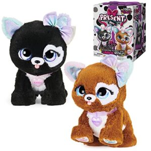 present pets, glitter puppy interactive surprise plush toy pet with over 100 sounds & actions (style may vary), girls gifts, kids toys for girls