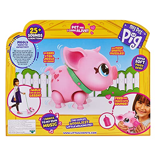 Little Live Pets - My Pet Pig: Piggly | Soft and Jiggly Interactive Toy Pig That Walks, Dances and Nuzzles. 20+ Sounds & Reactions. Batteries Included. for Kids Ages 4+