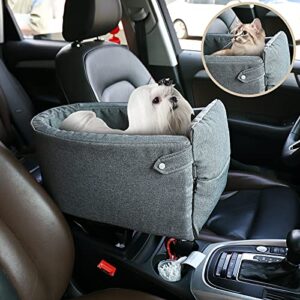 Cathpetic Dog Car Seat Pet Supplies - Travel Bags for Dogs Cats Portable Console Dog Car Seat Washable Dog Cat Booster Seat on Car Armrest Included Safety Tethers Perfect Car Seat for Dogs Cats