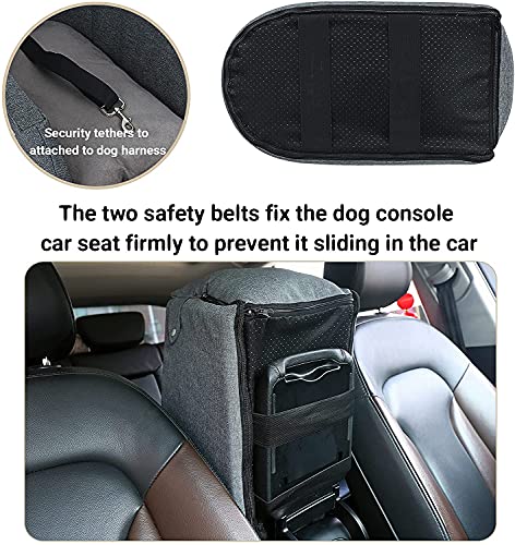 Cathpetic Dog Car Seat Pet Supplies - Travel Bags for Dogs Cats Portable Console Dog Car Seat Washable Dog Cat Booster Seat on Car Armrest Included Safety Tethers Perfect Car Seat for Dogs Cats