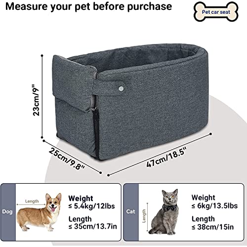 Cathpetic Dog Car Seat Pet Supplies - Travel Bags for Dogs Cats Portable Console Dog Car Seat Washable Dog Cat Booster Seat on Car Armrest Included Safety Tethers Perfect Car Seat for Dogs Cats