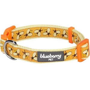 Blueberry Pet Essentials 10 Patterns Statement Busy Bees Designer Adjustable Dog Collar, Medium, Neck 14.5"-20"