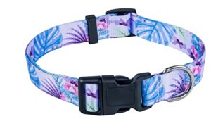 dog collar – cute dog collar for small/ medium/ large dogs, boy and girl dog collars soft adjustable (large (17″-22″), leaves and flower)