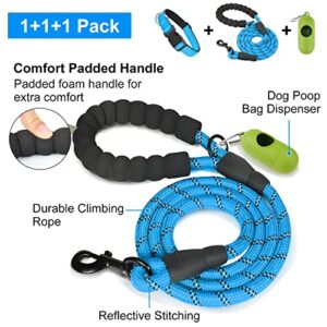 Dynmeow Reflective Dog Collar and Leash Set, Adjustable Pet Collar with Soft Neoprene Padded for Small Medium Large Dogs, Climbing Rope, Blue, S