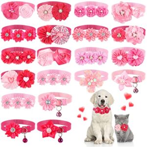 40 Pcs Girl Puppy Collars Pink Dog Collar Adjustable Collar Small Middle Dogs Cats Rose Red Pink Dog Accessories Embellishment Decor for Wedding Birthday Parties Grooming Pet Collar Accessories