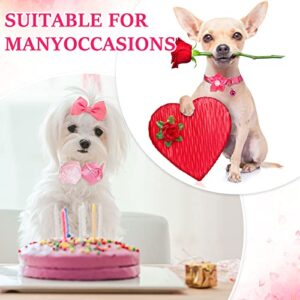 40 Pcs Girl Puppy Collars Pink Dog Collar Adjustable Collar Small Middle Dogs Cats Rose Red Pink Dog Accessories Embellishment Decor for Wedding Birthday Parties Grooming Pet Collar Accessories