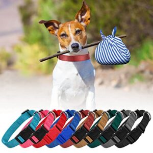 9 Pieces Adjustable Dog Collar for Medium Dogs, Soft Nylon Dog Collar with Quick Release Buckle PET Collar Bulk for Dogs Walking Running Training, Medium