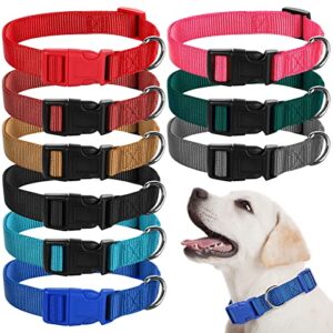 9 pieces adjustable dog collar for medium dogs, soft nylon dog collar with quick release buckle pet collar bulk for dogs walking running training, medium