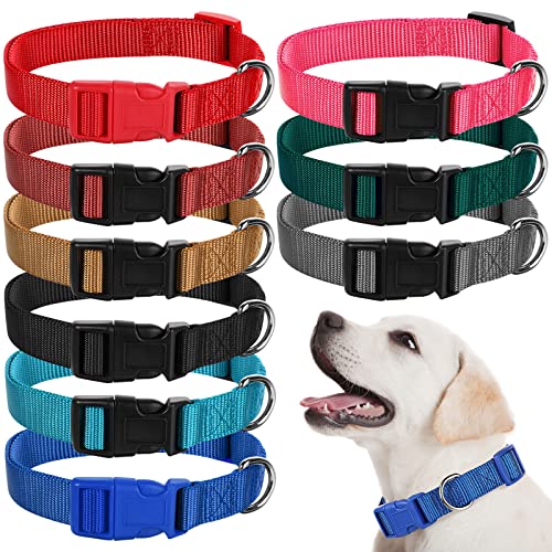 9 Pieces Adjustable Dog Collar for Medium Dogs, Soft Nylon Dog Collar with Quick Release Buckle PET Collar Bulk for Dogs Walking Running Training, Medium